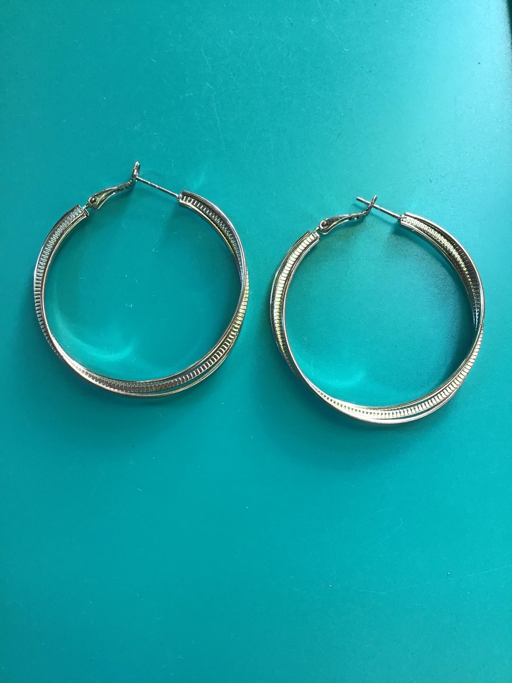 Classic Silver Hoop Earrings for Women - Textured Design